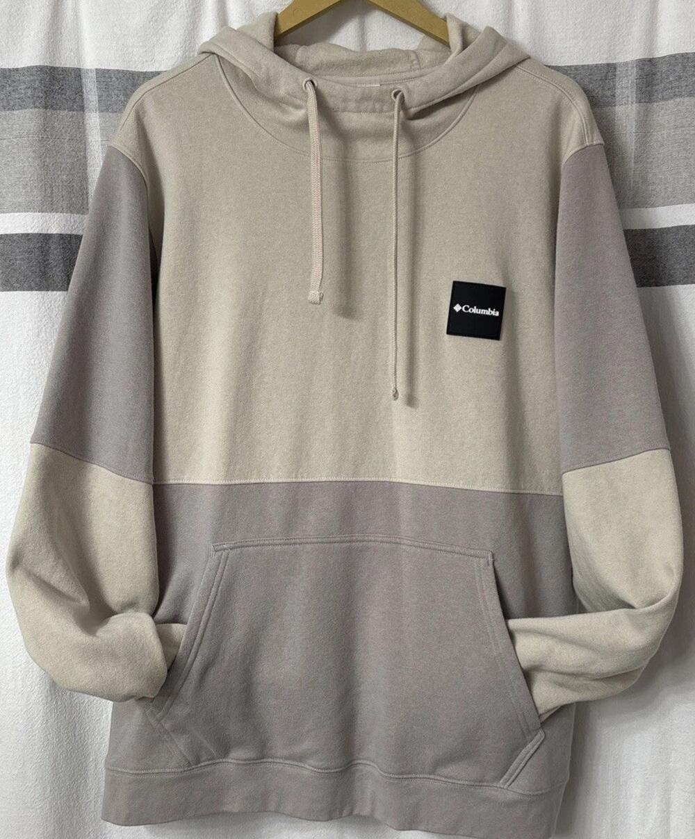 EUC Columbia PFG Hoodie Mens Large Excellent Fleece Pullover Long Sleeve Grey